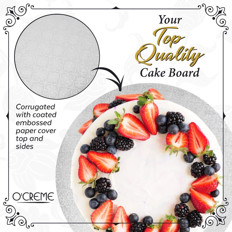 O'CREME White Wraparound Cake Pastry Round Drum Board 1/4 Inch Thick, 8 Inch Diameter - Pack of 10 - Image 3